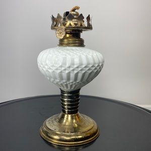 Vintage Miniature Milk Glass Oil Lamp
